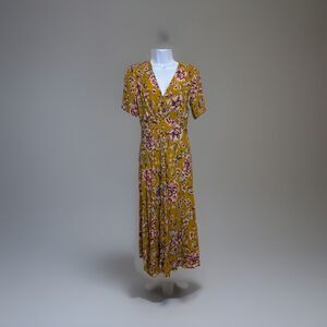 Kachel x Anthropologie Thea Maxi Dress Womens 4 Gold Floral Print Viscose
